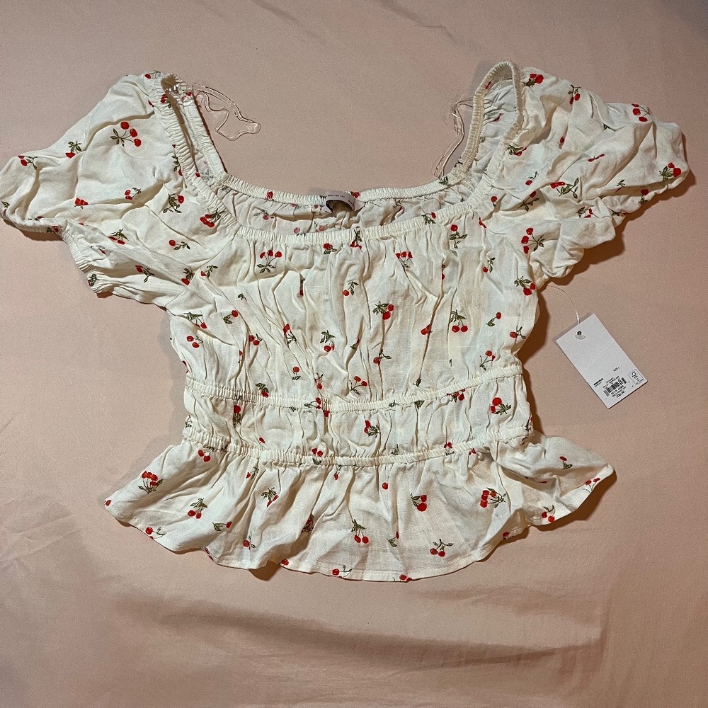 SO Cherry cinched waist crop top